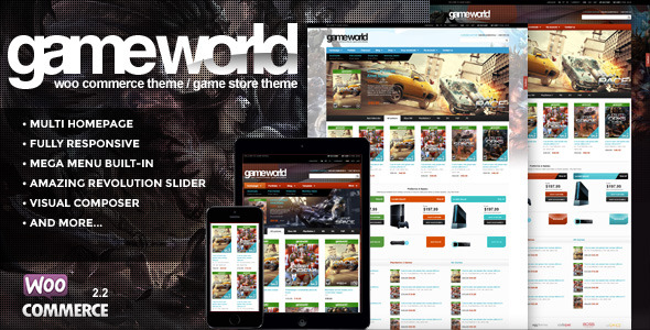 دانلود قالب ووکامرس GameWorld - پوسته فروشگاهی گیم و بازی وردپرس