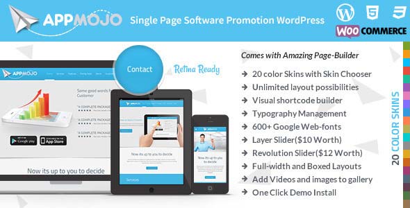 دانلود قالب وردپرس App Mojo - پوسته تک صفحه ای معرفی نرم افزار | پوسته App Mojo