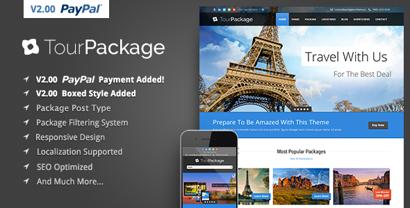 دانلود قالب وردپرس Tour Package - پوسته حرفه‌ای گردشگری وردپرس | پوسته Tour Package