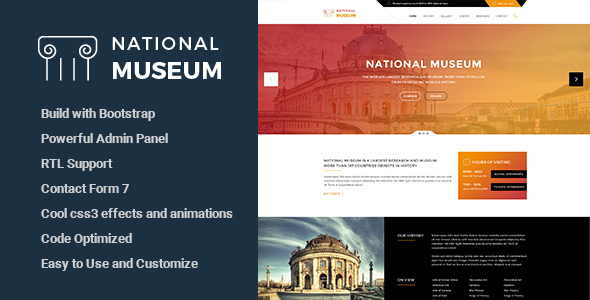دانلود قالب وردپرس Museum - پوسته حرفه‌ای موزه وردپرس | پوسته Museum