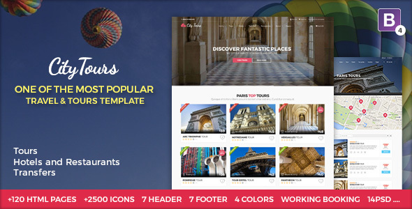 دانلود قالب سایت CityTours - قالب HTML گردشگری
