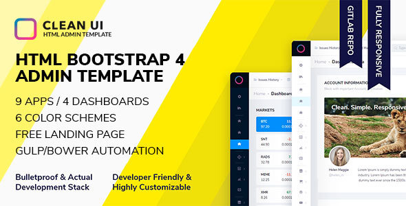 دانلود قالب مدیریت سایت Clean UI – قالب مدیریت سایت و داشبورد HTML