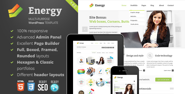 دانلود قالب وردپرس Energy - پوسته شرکتی و چندمنظوره وردپرس | پوسته Energy