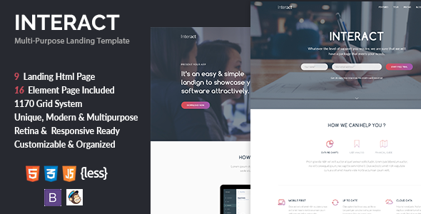 دانلود قالب سایت Interact - قالب HTML صفحه فرود خلاقانه