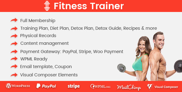 دانلود افزونه وردپرس Fitness Trainer - افزونه مربیگری پرورش اندام وردپرس | پوسته Fitness Trainer