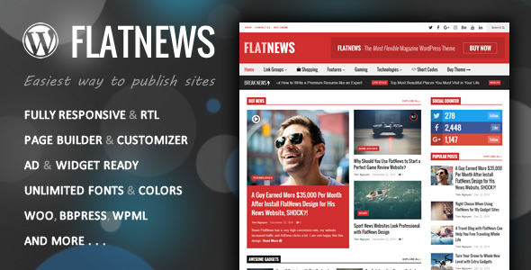 دانلود قالب وردپرس FlatNews - پوسته واکنش گرا و مجله وردپرس | پوسته FlatNews