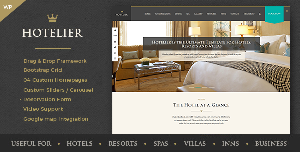 دانلود قالب وردپرس Hotelier - پوسته هتل و رزرو اتاق وردپرس | پوسته Hotelier