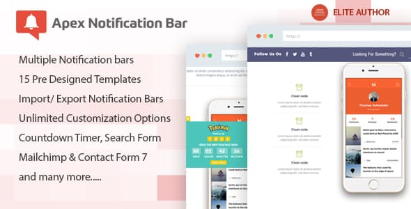 دانلود افزونه وردپرس Apex Notification Bar - پلاگین نوار اعلانات پیشرفته در وردپرس