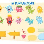 دانلود فونت و وکتور Monster World font & Fun Vector Pack