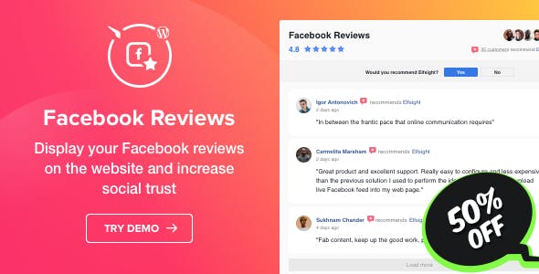 دانلود افزونه وردپرس Facebook Reviews - نقد و بررسی فیس بوک در وردپرس