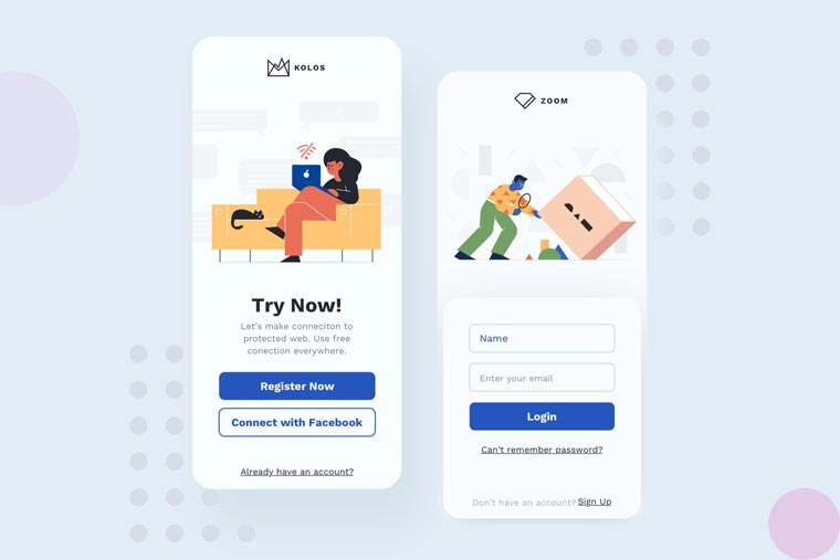 دانلود قالب آماده Sign Up Mobile Interface Illustrations