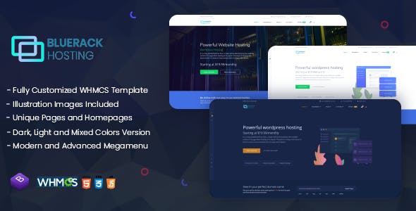 دانلود قالب هاستینگ حرفه ای Bluerack - قالب HTML و WHMCS