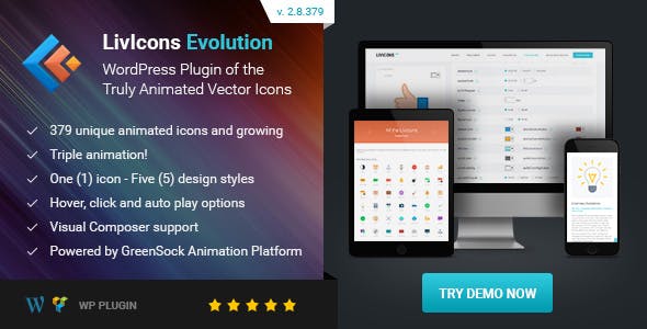 دانلود افزونه وردپرس LivIcons Evolution - مجوعه آیکون های انیمیشنی وردپرس