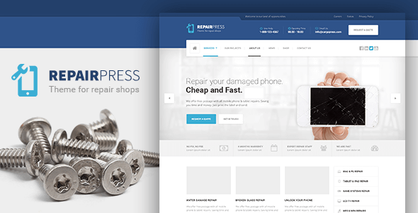 دانلود قالب وردپرس RepairPress - پوسته تخصصی تعمرات و فروش موبایل