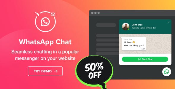 دانلود افزونه وردپرس WhatsApp Chat - افزونه حرفه ای چت واتس اپ وردپرس