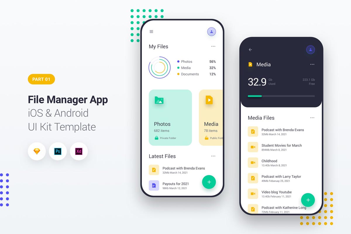 دانلود UI کیت File Manager App iOS & Android - نسخه 1