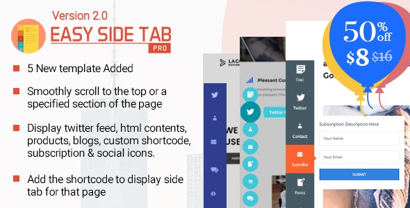 دانلود افزونه وردپرس Easy Side Tab Pro - ایجاد تب های شناور و واکنش گرا