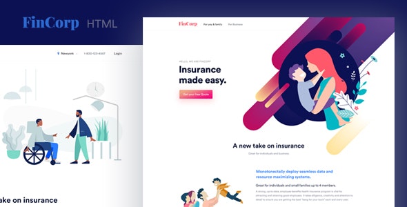 دانلود قالب سایت FinCorp - قالب HTML امور مالی، بیمه و بازاریابی حرفه ای