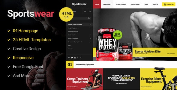 دانلود قالب سایت Sportwear - قالب HTML چند منظوره و حرفه ای فروشگاهی