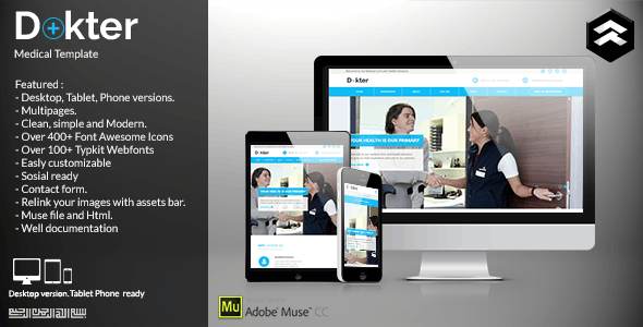 دانلود قالب میوز Dokter - قالب پزشکی و سلامت Adobe Muse