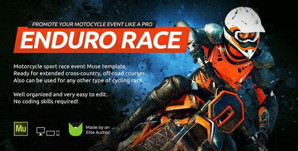 دانلود قالب میوز Enduro - قالب موتور سواری و برگزاری مسابقات Adobe Muse