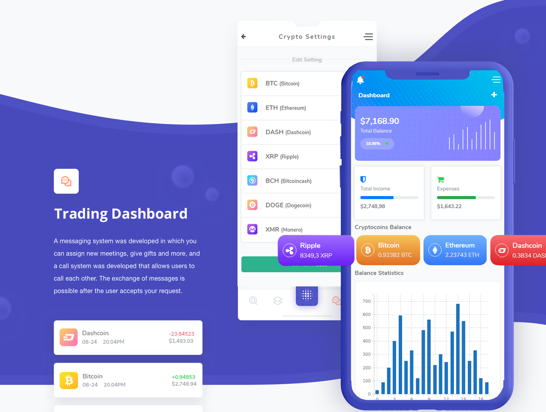 دانلود قالب موبایل Cryptova Wallet App - قالب HTML مدیریت اپلیکیشن