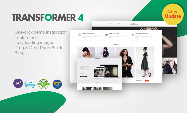 دانلود قالب پرستاشاپ Transformer - قالب فروشگاهی حرفه ای و واکنش گرا
