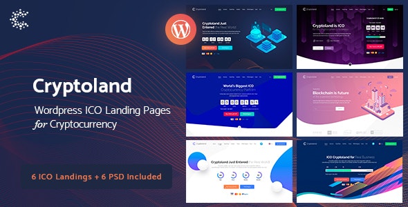 دانلود قالب وردپرس Cryptoland - پوسته تکنولوژی و صفحه فرود حرفه ای وردپرس