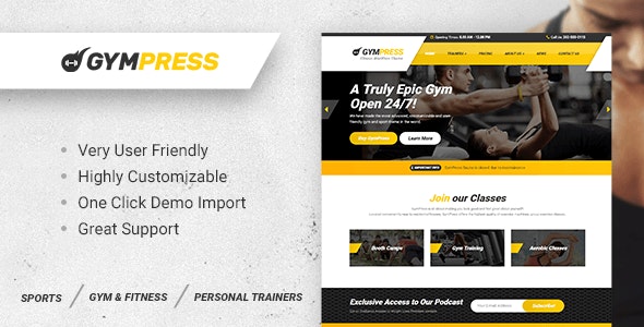 دانلود قالب وردپرس GymPress - پوسته باشگاه ورزشی حرفه ای وردپرس
