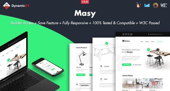 دانلود قالب ایمیل Masy - قالب آماده حرفه ای و واکنش گرا ایمیل Masy
