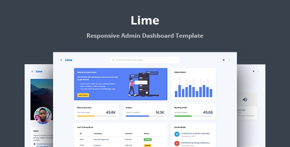 دانلود قالب سایت Lime - قالب مدیریت و داشبورد حرفه ای HTML