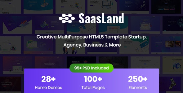 دانلود قالب سایت SaasLand - قالب خلاقانه و استارت آپ HTML5