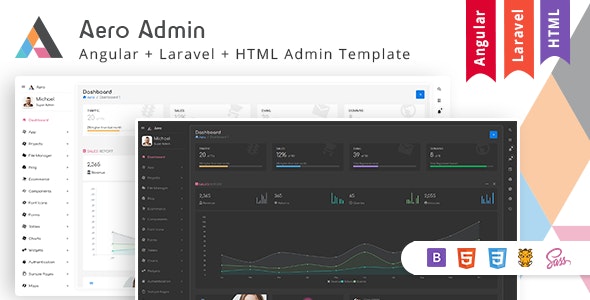 دانلود قالب مدیریت Aero - قالب مدیریت و داشبورد بوت استرپ و Angular حرفه ای