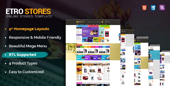 دانلود قالب سایت EtroStore - قالب چند منظوره و واکنش گرا فروشگاهی HTML5