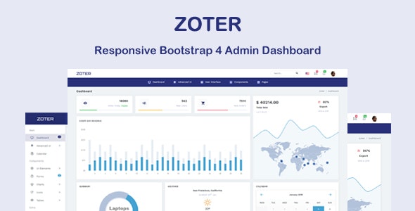 دانلود قالب مدیریت Zoter - قالب داشبورد و ادمین بوت استرپ 4