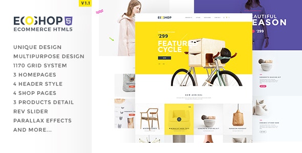 دانلود قالب سایت ECOSHOP - قالب فروشگاهی چند منظوره و حرفه ای HTML5