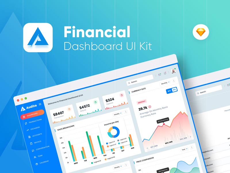 دانلود UI Kit مدیریت و داشبورد حرفه ای Audite