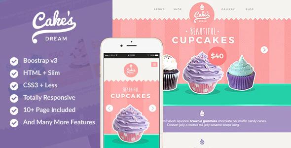 دانلود قالب سایت Cake Dream - قالب شیرینی فروشی آنلاین و حرفه ای HTML