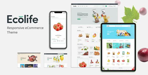 دانلود قالب پرستاشاپ Ecolife - قالب فروشگاهی مواد غذایی و محصولات ارگانیک