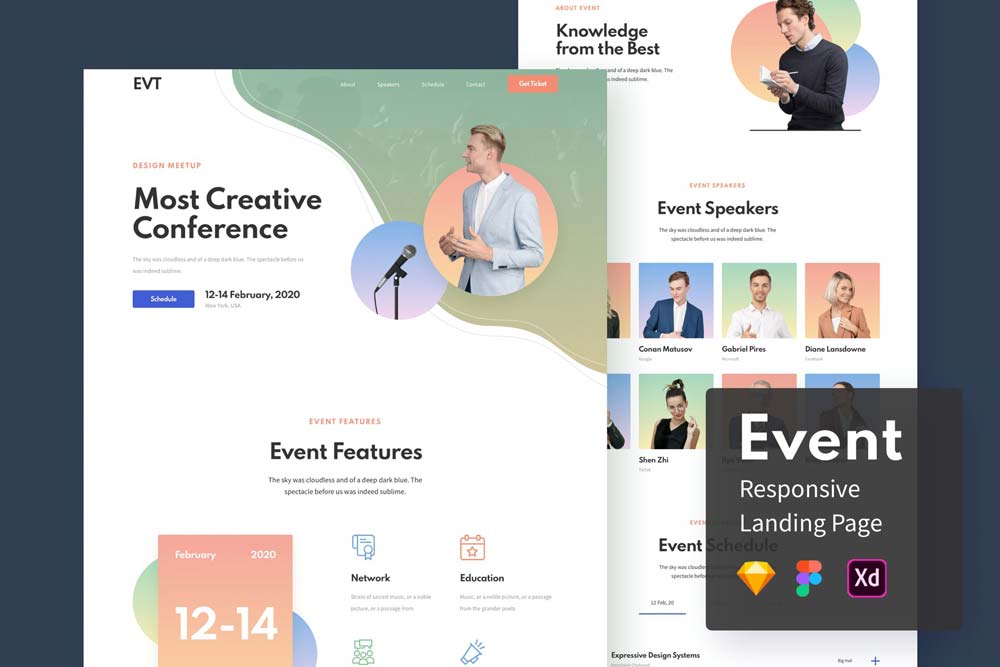 دانلود قالب لایه باز و حرفه ای Event - به همراه نسخه Adobe XD