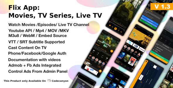 دانلود سورس اپلیکیشن اندروید Flix App Movies - اپلیکیشن فیلم و سریال اندروید