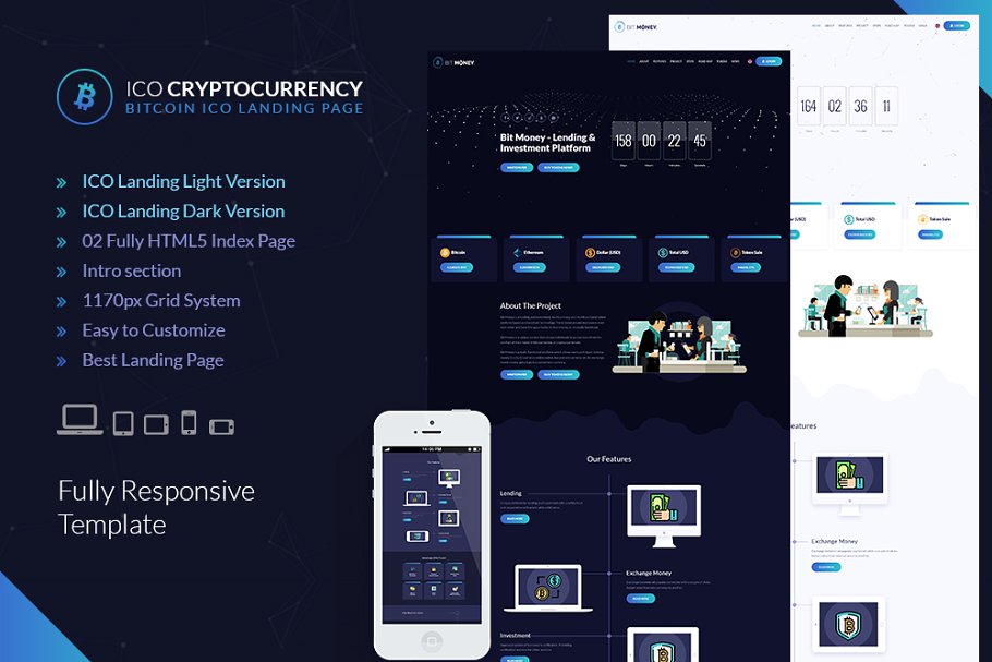 دانلود قالب سایت ICO Cryptocurrency - قالب خدمات ارز دیجیتال HTML