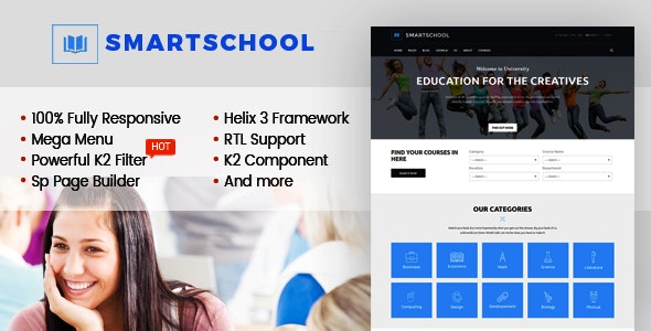 دانلود قالب جوملا SmartSchool - قالب مدرسه و دانشگاه حرفه ای جوملا