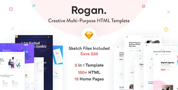 دانلود قالب سایت Rogan - قالب چند منظوره و خلاقانه HTML + نسخه راست چین