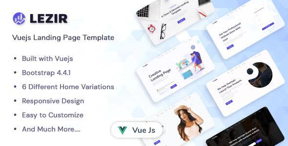 دانلود قالب سایت Lezir - قالب کسب و کار حرفه ای Vuejs