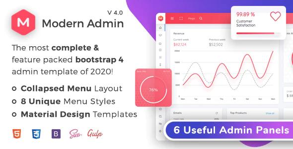 دانلود قالب مدیریت Modern Admin - قالب داشبورد و مدیریت بوت استرپ 4