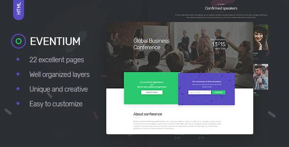 دانلود قالب سایت Eventium - قالب مدیریت رویداد حرفه ای HTML5