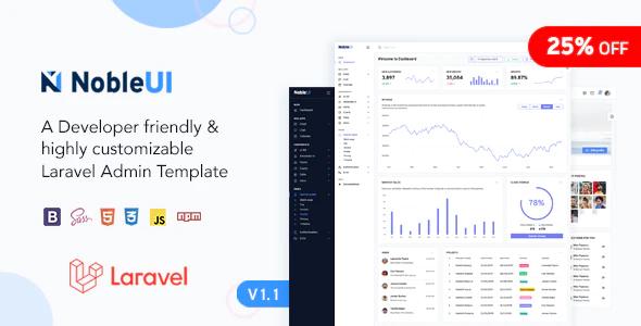 دانلود قالب مدیریت NobleUI - قالب مدیریت و داشبورد Laravel