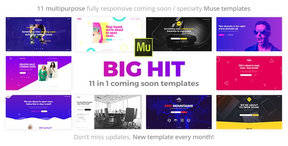 دانلود قالب میوز BigHit - مجموعه قالب Coming Soon و به زودی Adobe Muse