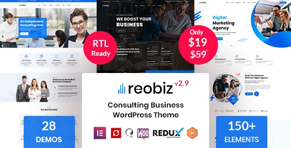 Reobiz - Consulting Business WordPress Theme دانلود قالب وردپرس Reobiz - پوسته کسب و کار و تجارت وردپرس